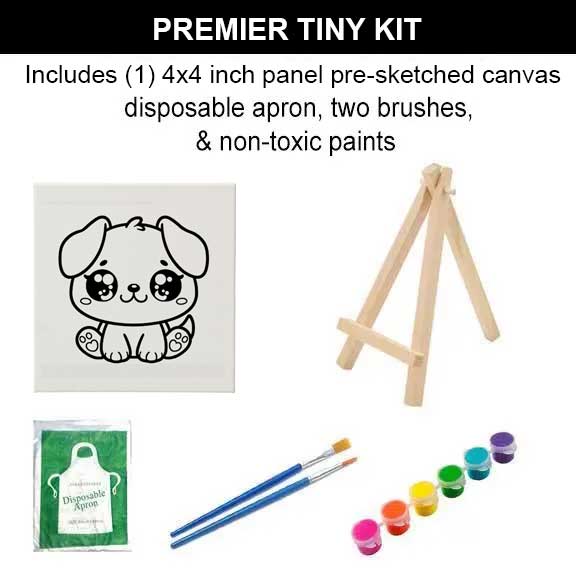 Tiny Puppy Painting Kit (4x4 Canvas)