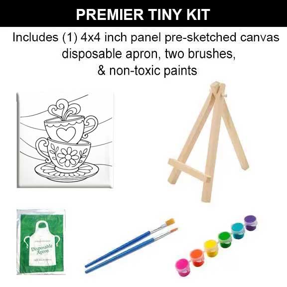 Teacup Painting Kit – 4x4 Mini Canvas DIY Art for Relaxing & Gifts