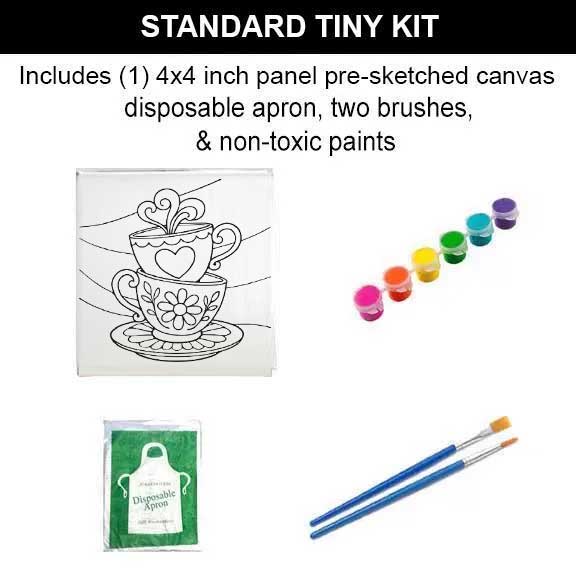 Teacup Painting Kit – 4x4 Mini Canvas DIY Art for Relaxing & Gifts