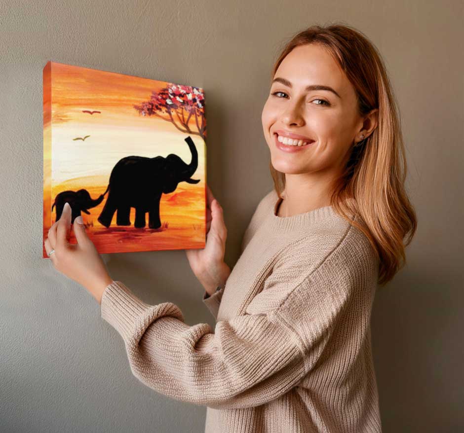 African Elephant adult painting canvas kit