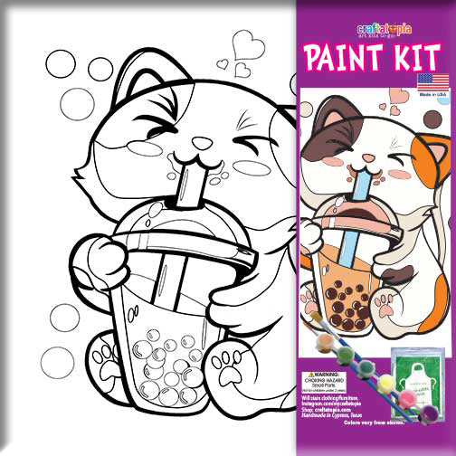 Boba Cat Canvas Painting Kids