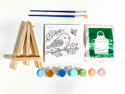 Tiny Bird Painting Kit (4x4 Canvas)