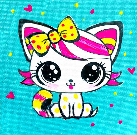 Tiny Kitty Painting Kit (4x4 Canvas)