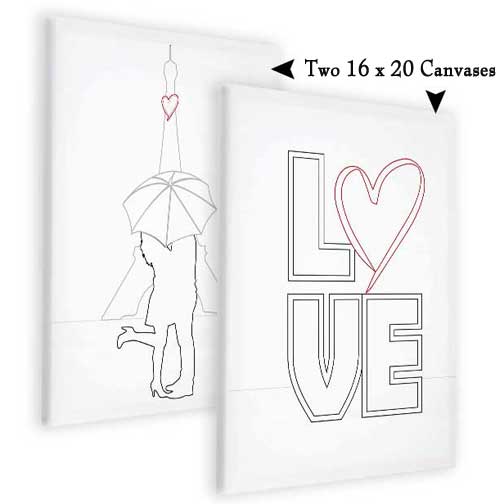 Couple's Canvas Love Paris Paint Set