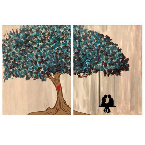 Couples Tree Swing Acrylic Paint Set