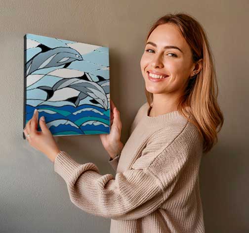 Dolphin paint-by-number canvas kit