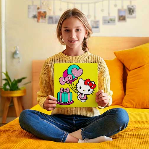 Hello Kitty Birthday Children Painting Canvas Kit