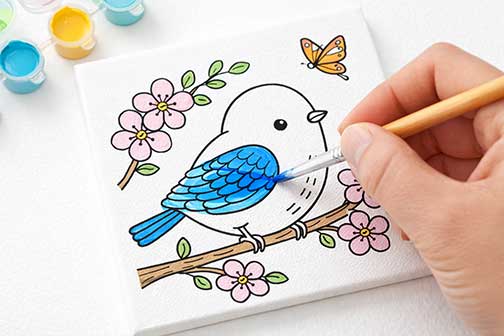 Tiny Bird Painting Kit (4x4 Canvas)