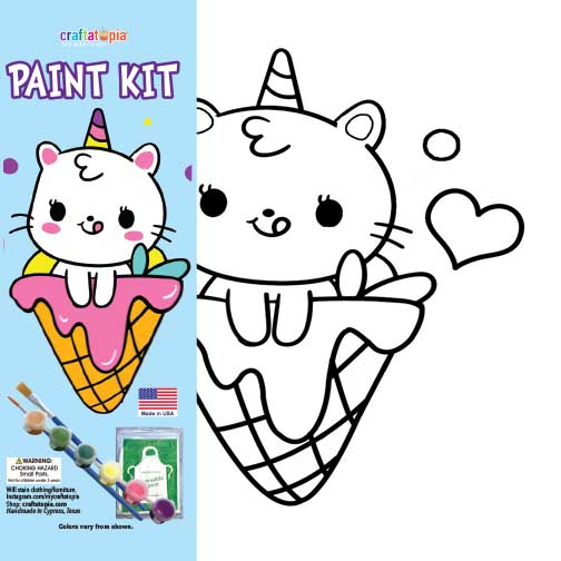 Ice Cream Unicorn Kitty Kids Acrylic Paint Set