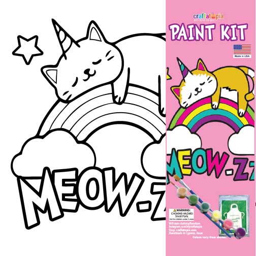 Kitty Unicorn Sleeping Kids Acrylic Paint Set