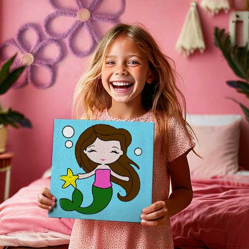 Mermaid Children's Canvas Painting Set