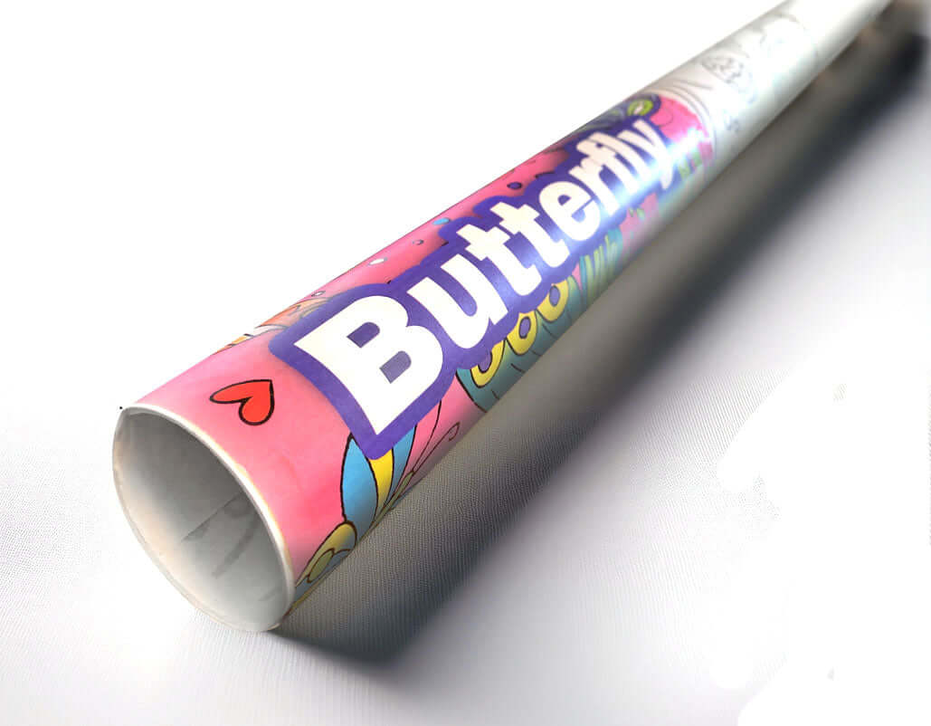 Rolled-up 72 inch x 36 inch butterfly coloring poster.