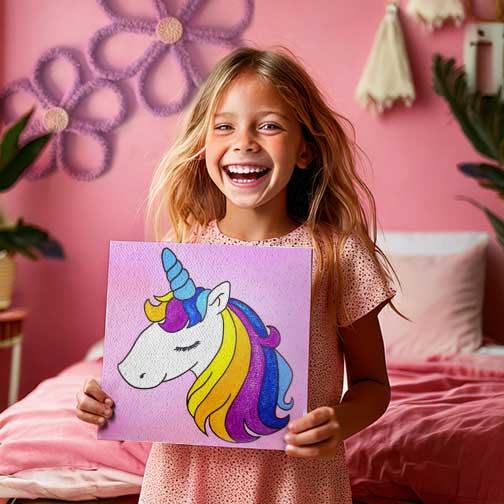 Rainbow Unicorn Children's Canvas Painting Set