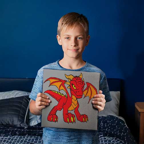 Red Dragon Children's Canvas Painting Set
