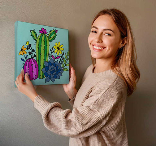 Adult Summer Cactus Canvas Painting Kit