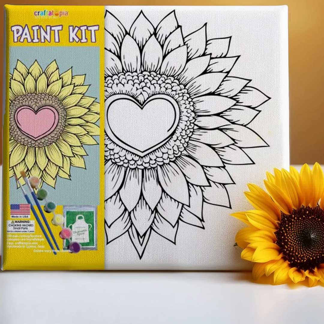 Paint at-home kit for adult sunflower heart
