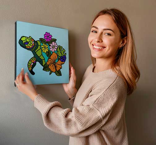 sea turtle paint by numbers canvas