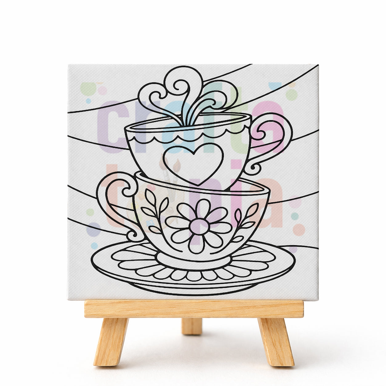 Teacup Painting Kit – 4x4 Mini Canvas DIY Art for Relaxing & Gifts