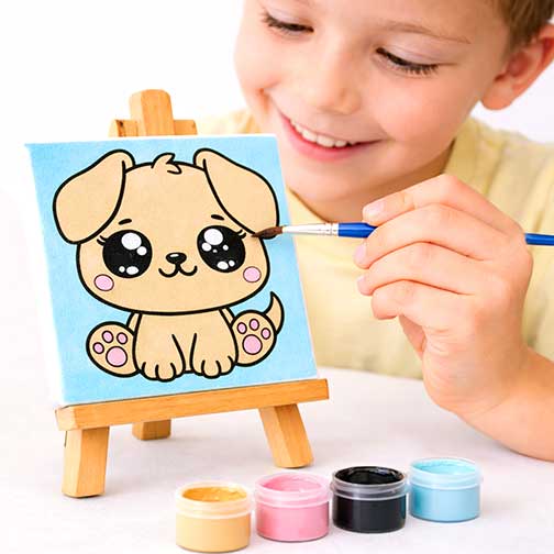 Tiny Puppy Painting Kit (4x4 Canvas)