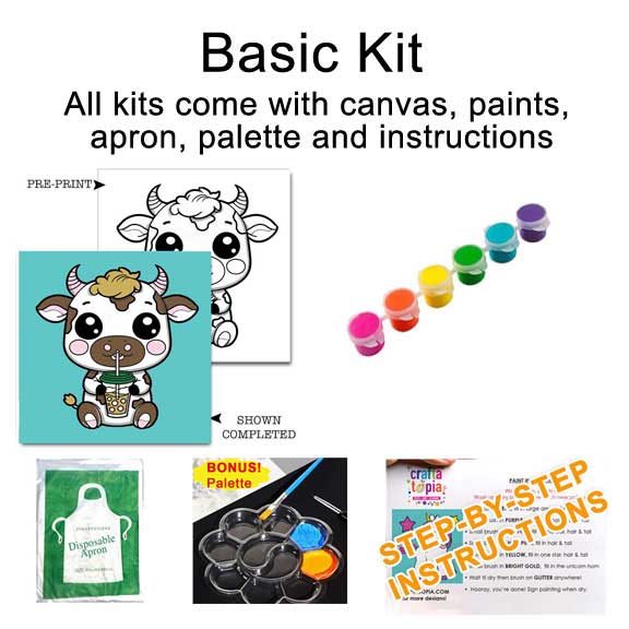 Cow Drinking a Boba Tea Children's Acrylic Paint Set