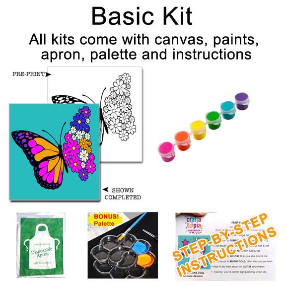 daisy butterfly pre-sketched painting kit