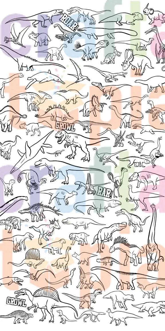 6 foot x 2.5 foot dinosaur coloring poster.
