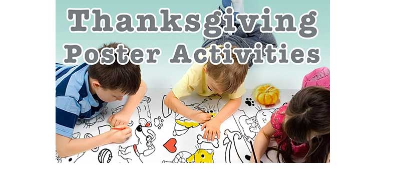 Kids drawing a pre-printed 6 foot x 3 foot coloring poster