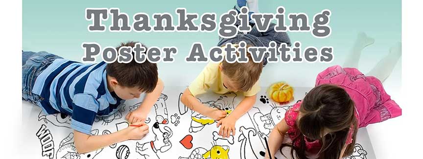 Kids drawing a pre-printed 6 foot x 3 foot coloring poster