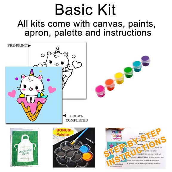 Ice Cream Unicorn Kitty Kids Acrylic Paint Set