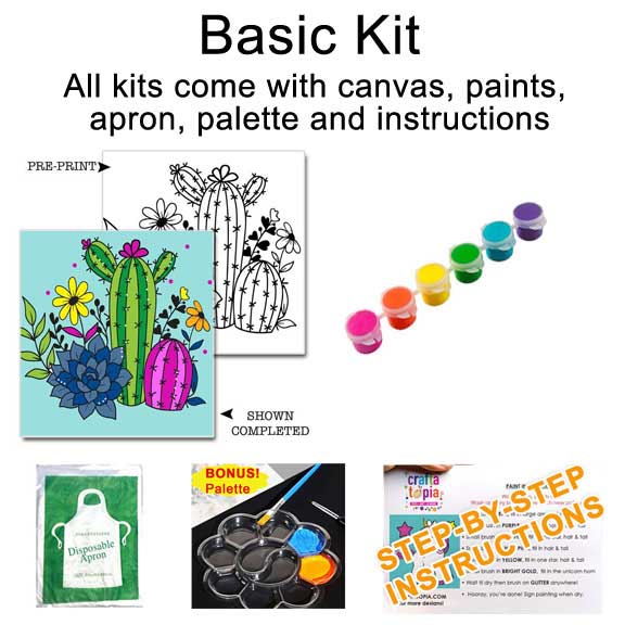 cactus pre-sketched adult painting sets