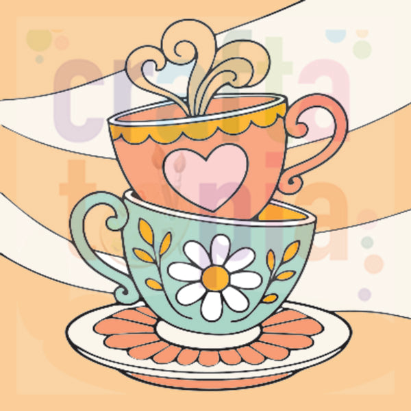 Teacup Painting Kit – 4x4 Mini Canvas DIY Art for Relaxing & Gifts