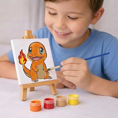 Tiny Fire Lizard Painting Kit (4x4 Canvas)